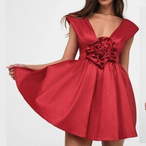 RARE NWT FOR LOVE AND LEMONS RED ROSE COCKTAIL PARTY MINI DRESS SIZE S